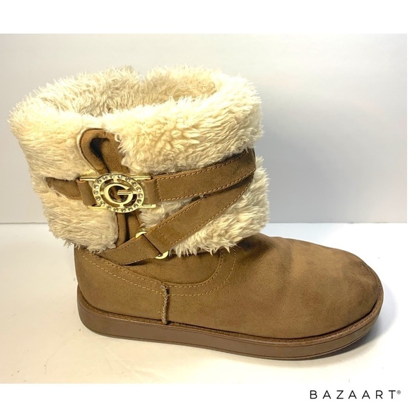G by Guess Faux Suede & Fur Ankle Boots Sz: 6M - Picture 1 of 8